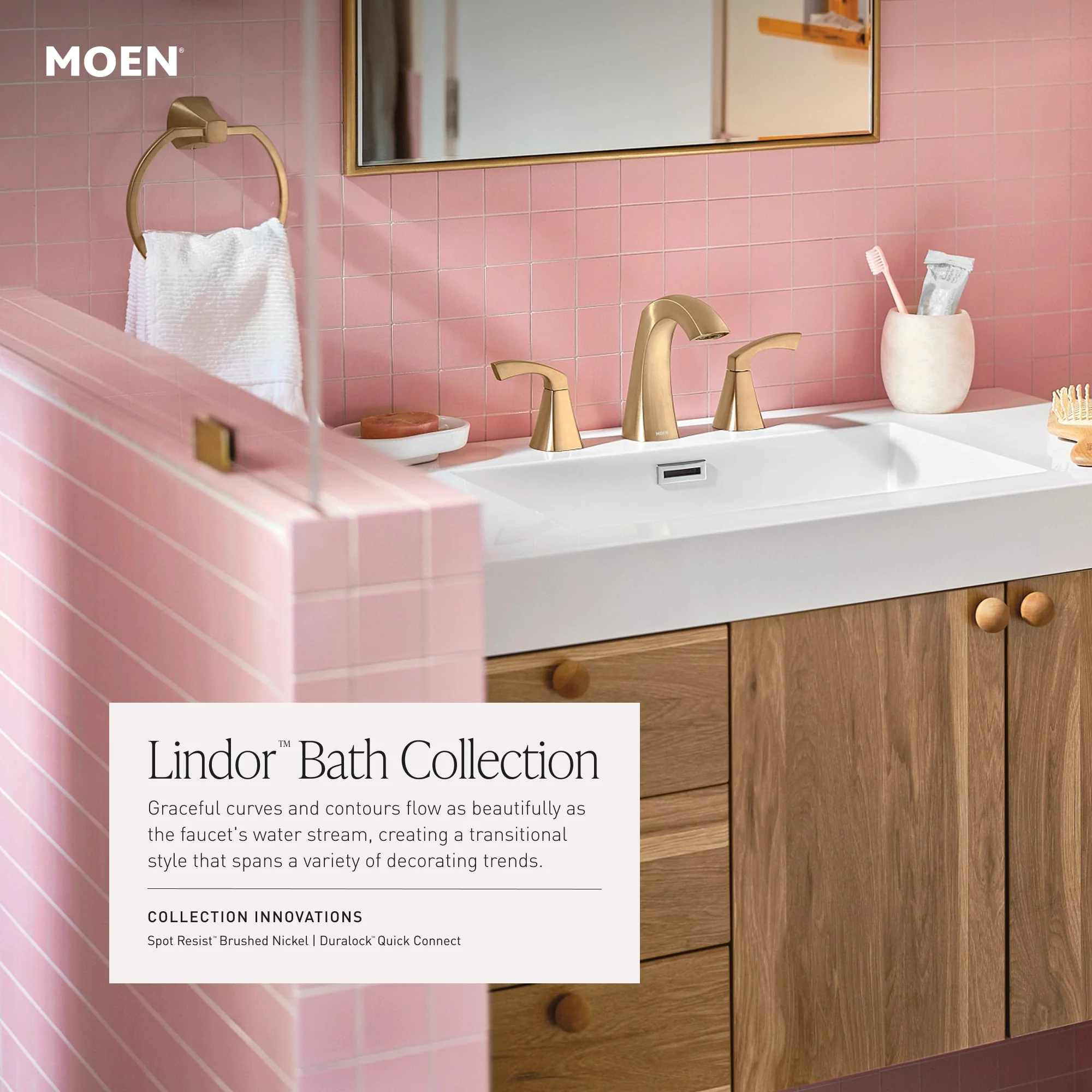 Moen Lindor Spot Resist Brushed Nickel 1-Handle Bathtub and Shower Faucet with Valve - Image 5