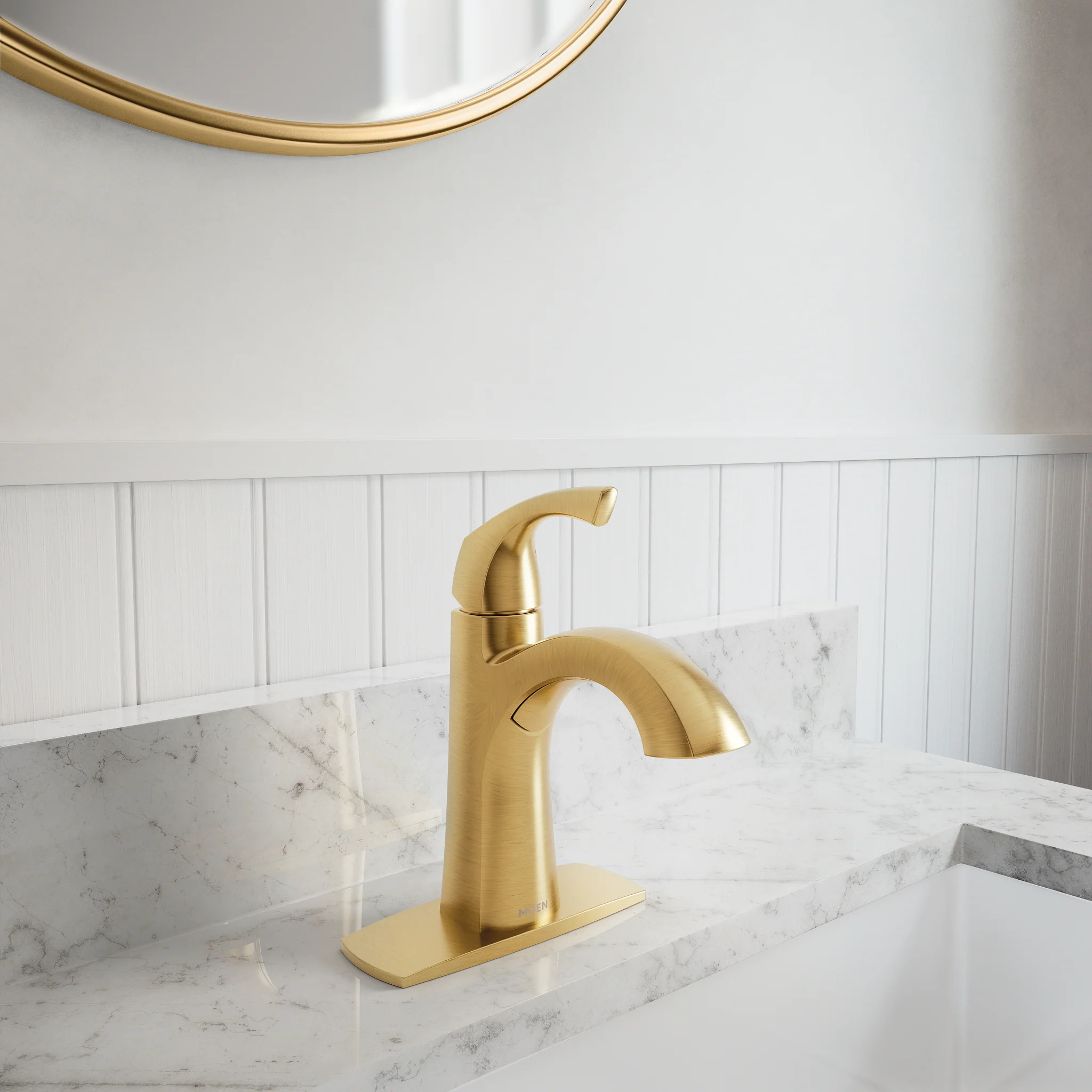 Moen Lindor Spot Resist Brushed Nickel 1-Handle Single-Hole/4-in Centerset WaterSense Bathroom Sink Faucet - Image 2