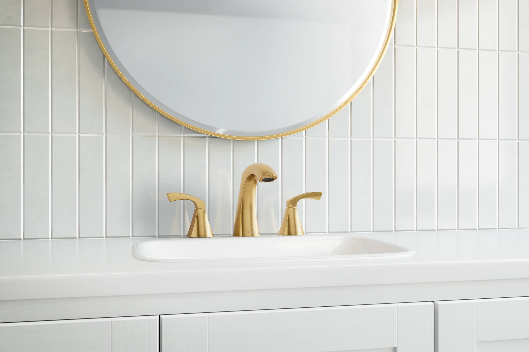 Moen Lindor Spot Resist Brushed Nickel 2‑Handle Widespread WaterSense Bathroom Sink Faucet with Drain - Image 6