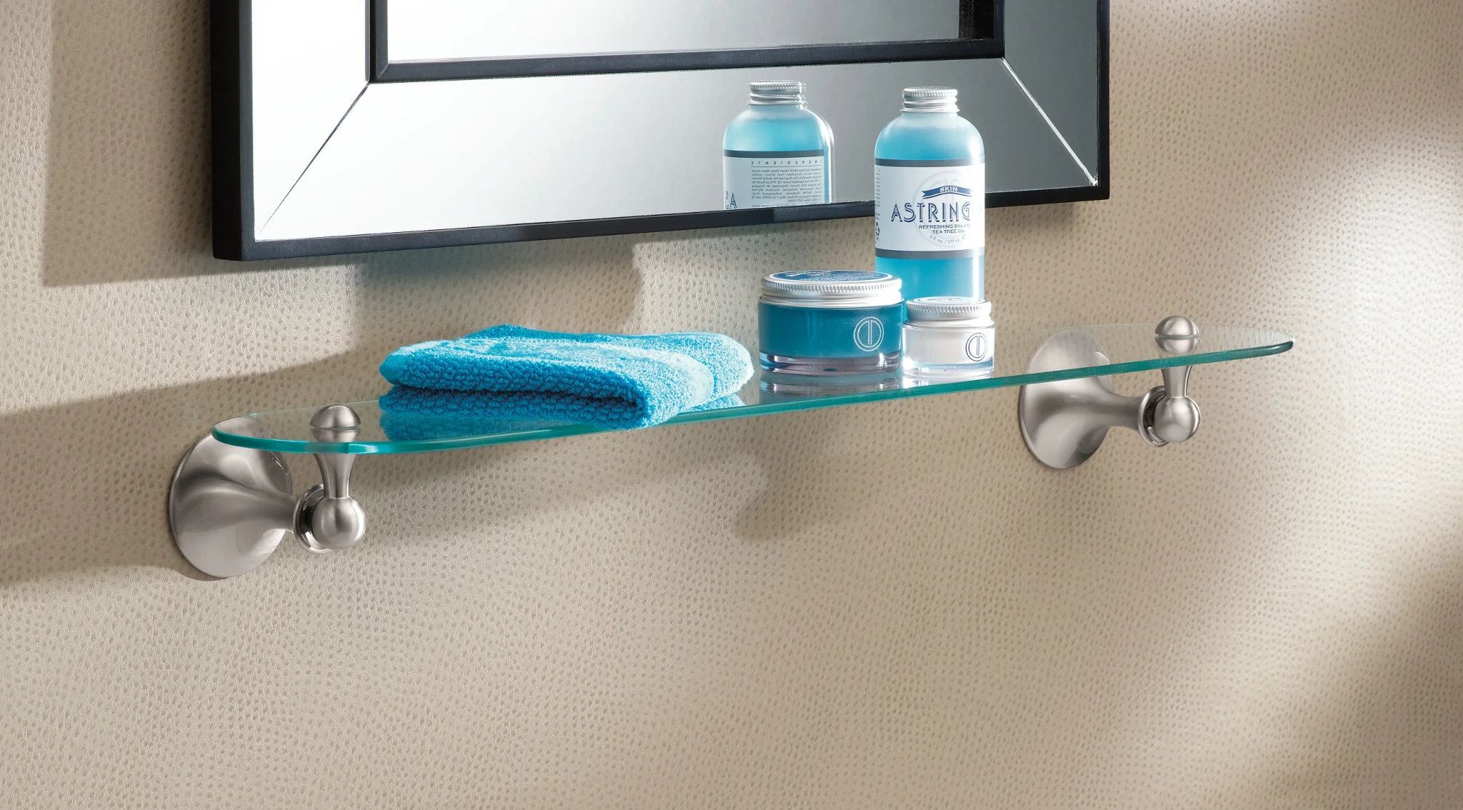 Moen Lounge Chrome 1-Tier Glass Wall-Mount Bathroom Shelf, DN7790CH - Image 2
