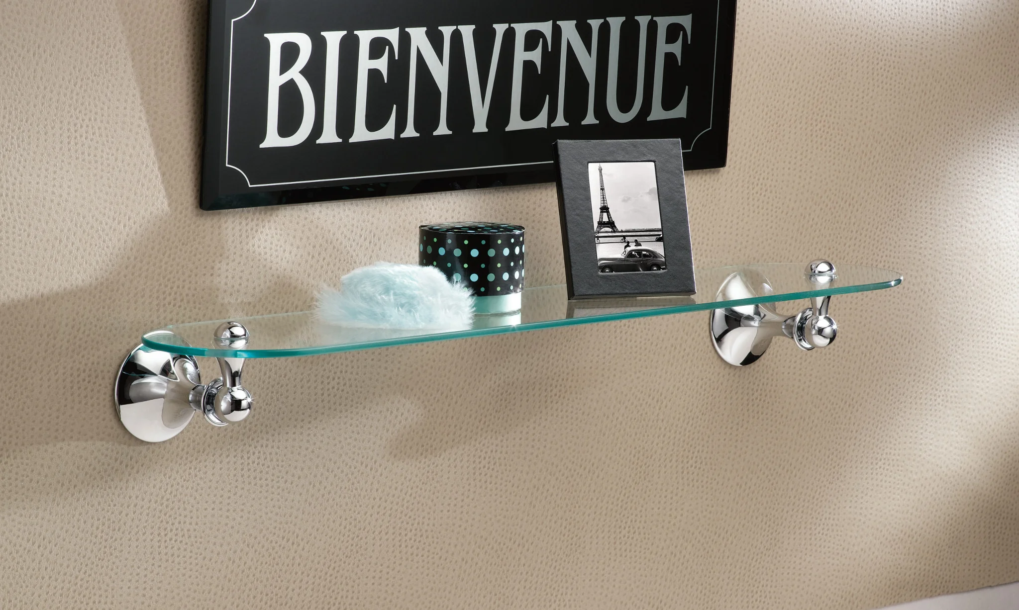 Moen Lounge Chrome 1-Tier Glass Wall-Mount Bathroom Shelf, DN7790CH - Image 4