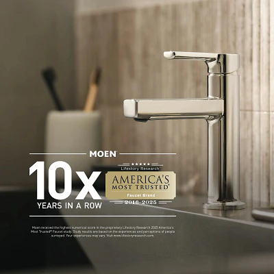 Moen Oxby Spot Resist Brushed Nickel 2‑Handle Widespread WaterSense Bathroom Sink Faucet with Drain - Image 2