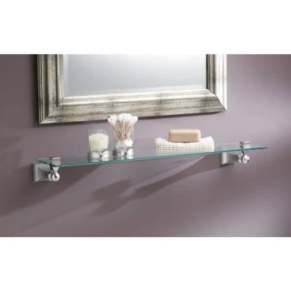 MOEN Retreat 22 in. Wall-Mount Clear Tempered Glass Shelf in Brushed Nickel (5.9 in. D x 2.6 in. H) - Image 2
