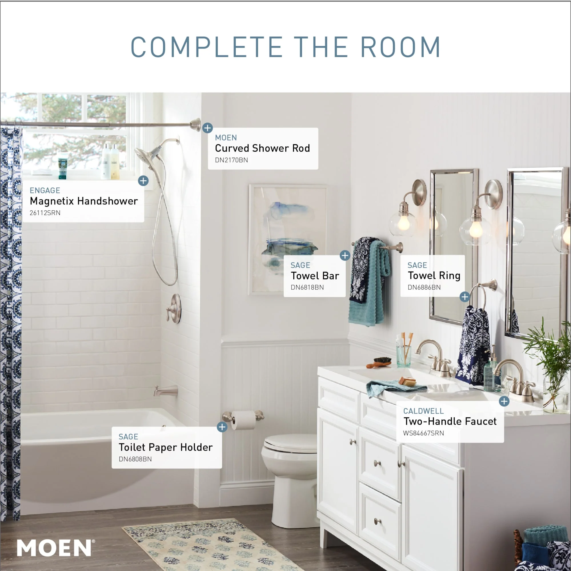 Moen Sage 18-in Spot Resist Brushed Nickel Wall Mount Single Towel Bar - Image 3