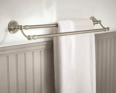 Moen Sage 24-in Spot Resist Brushed Nickel Wall-Mount Double Towel Bar - Image 3