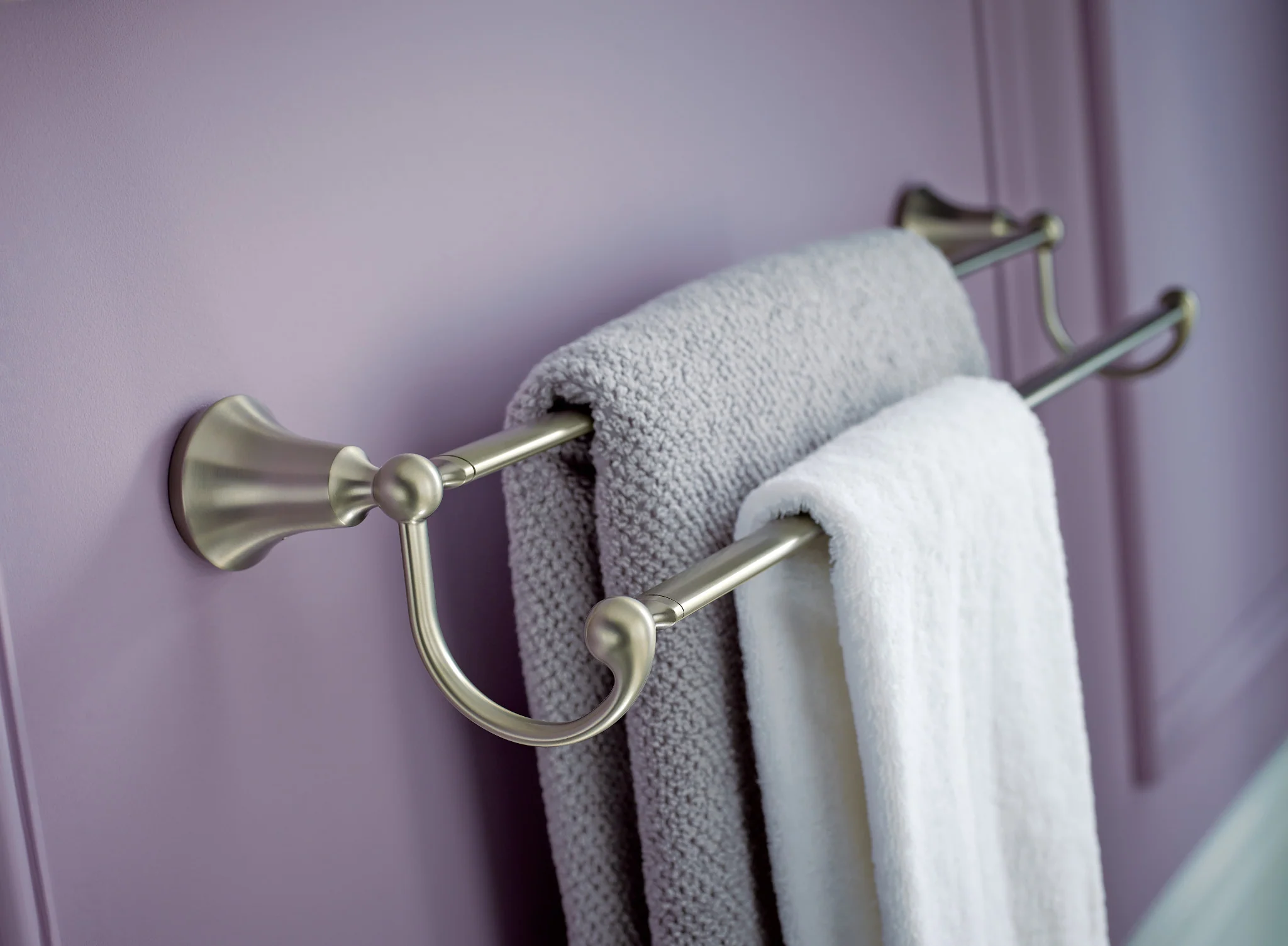 Moen Wynford 24-in Brushed Nickel Wall-Mount Double Towel Bar - Image 2