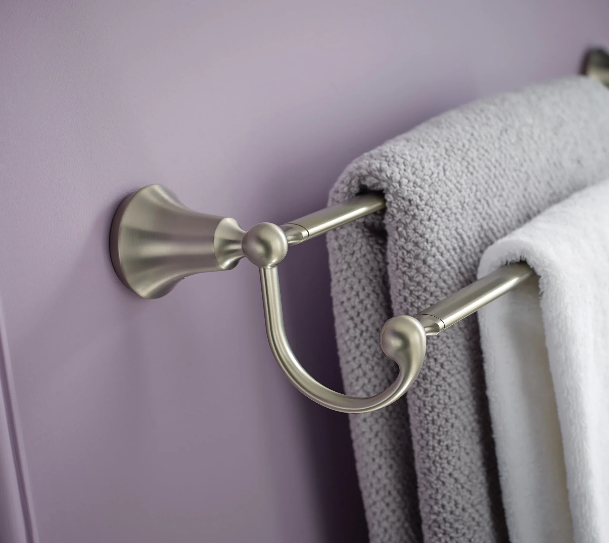 Moen Wynford 24-in Brushed Nickel Wall-Mount Double Towel Bar - Image 3