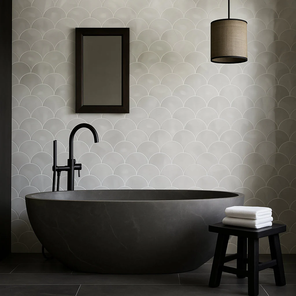 Montage Perla Hot Glass Fan Mosaic Tile - 11 x 11, Polished Finish, White Glass - Image 3