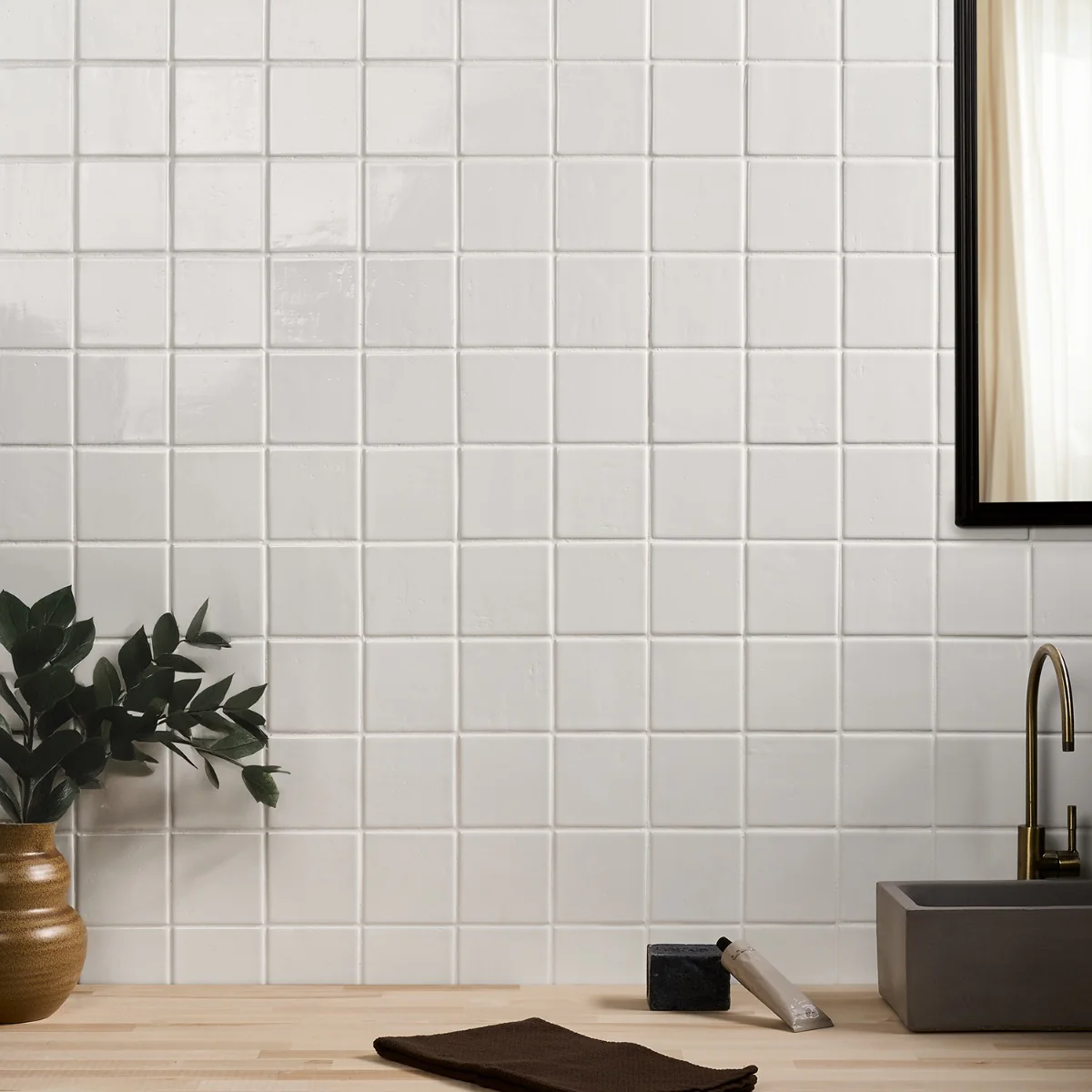 Morocco Blanco White 4x4 Glossy Porcelain Tile - Lux Tile - Image 2