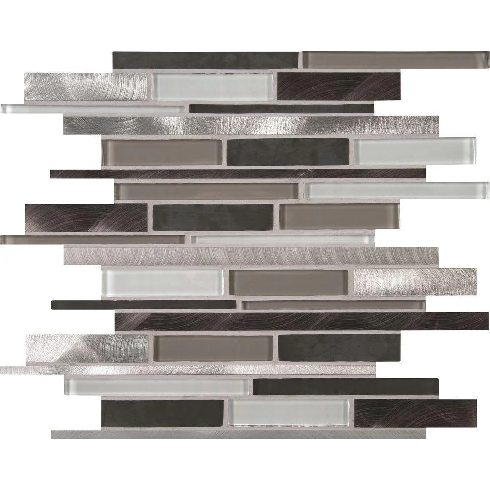 MSI 12 in. x 12 in. x 8mm Cityscape Interlocking Glass and Metal Mesh-Mounted Mosaic Wall Tile (10 sq. ft./case)
