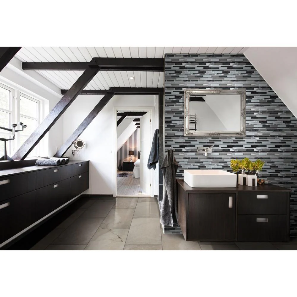 MSI 12 in. x 12 in. x 8mm Cityscape Interlocking Glass and Metal Mesh-Mounted Mosaic Wall Tile (10 sq. ft./case) - Image 3