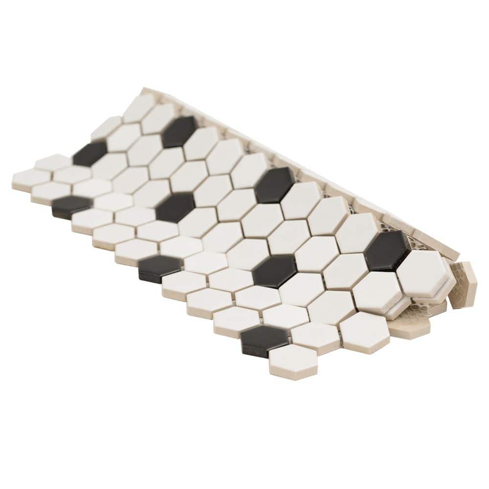 MSI Adelaide Hexagon Black and White Dot 10.16 in. x 11.71 in. Matte Porcelain Floor and Wall Mosaic Tile (12.45 sq. ft./Case) - Image 5