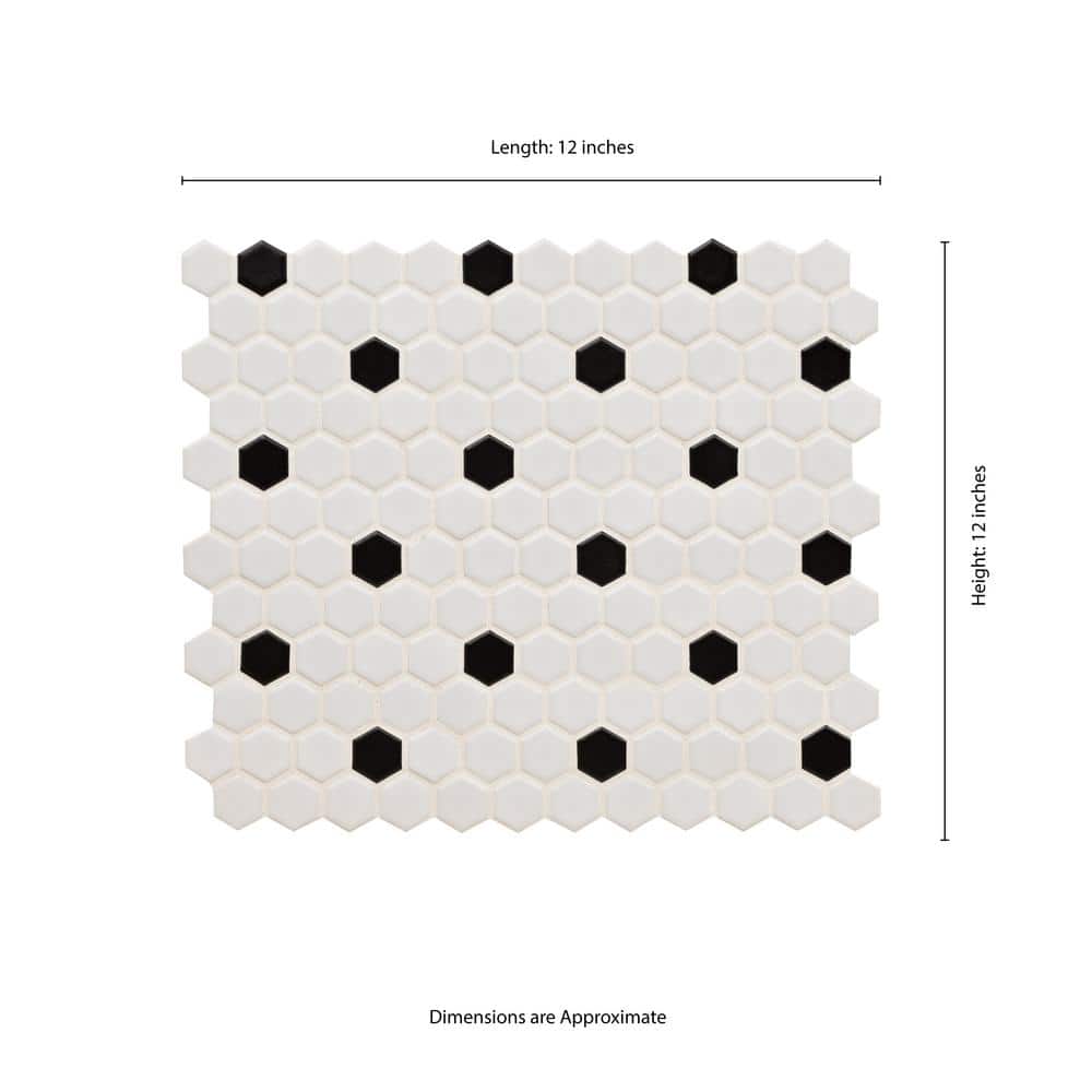 MSI Adelaide Hexagon Black and White Dot 10.16 in. x 11.71 in. Matte Porcelain Floor and Wall Mosaic Tile (12.45 sq. ft./Case) - Image 7