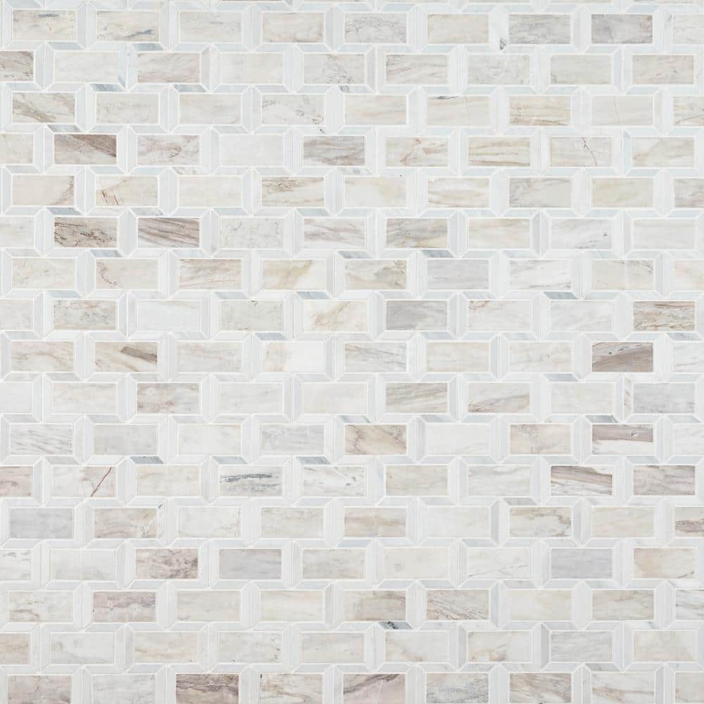 MSI Angora Framework 12 in. x 12 in. x 10mm Polished Marble Mesh-Mounted Mosaic Tile (10 sq. ft./Case) - Image 3