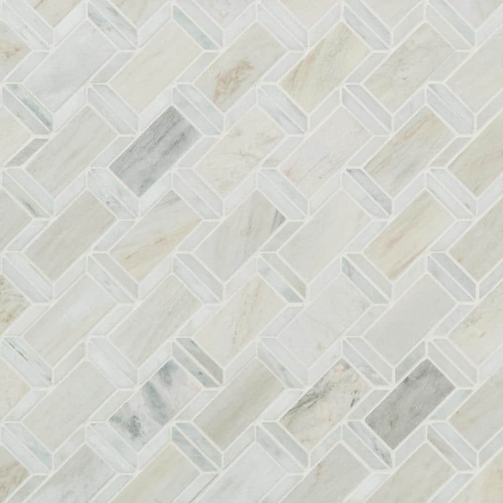 MSI Angora Framework 12 in. x 12 in. x 10mm Polished Marble Mesh-Mounted Mosaic Tile (10 sq. ft./Case) - Image 4