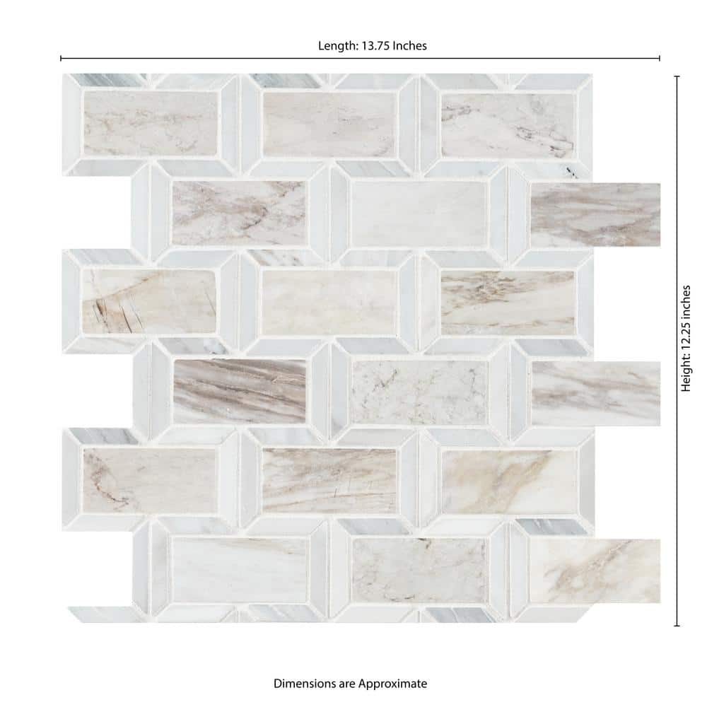 MSI Angora Framework 12 in. x 12 in. x 10mm Polished Marble Mesh-Mounted Mosaic Tile (10 sq. ft./Case) - Image 6