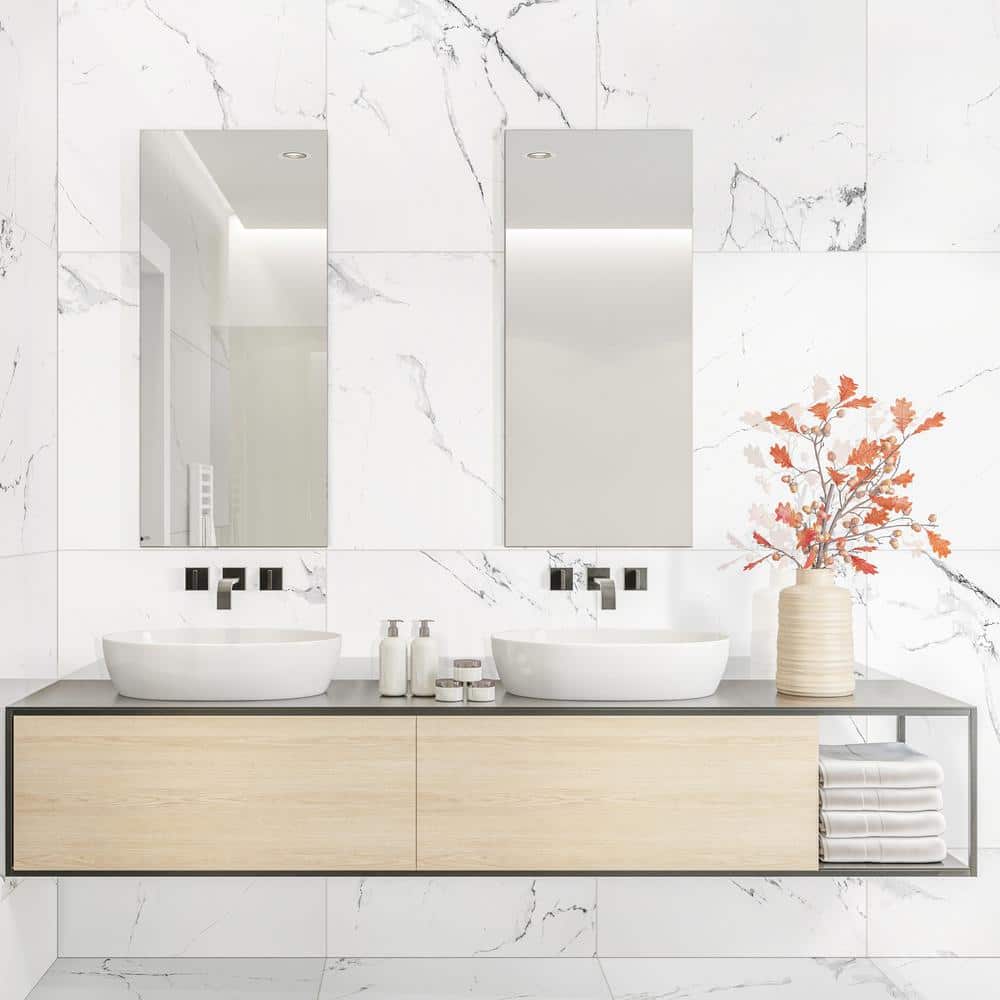 MSI Carrara 24 in. x 24 in. Polished Porcelain Floor and Wall Tile (28 cases / 448 sq. ft. / pallet) - Image 2