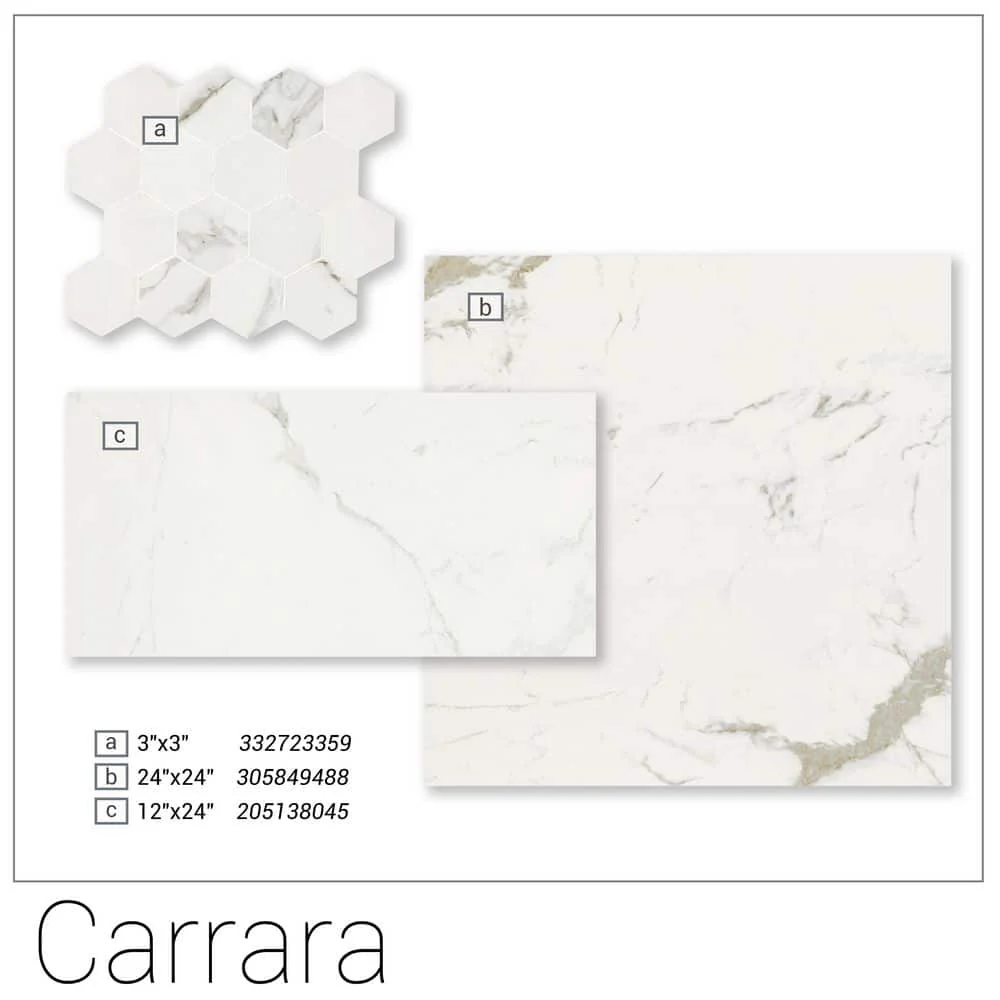 MSI Carrara 24 in. x 24 in. Polished Porcelain Floor and Wall Tile, Marble Look (448 sq. ft. Pallet) - Image 3