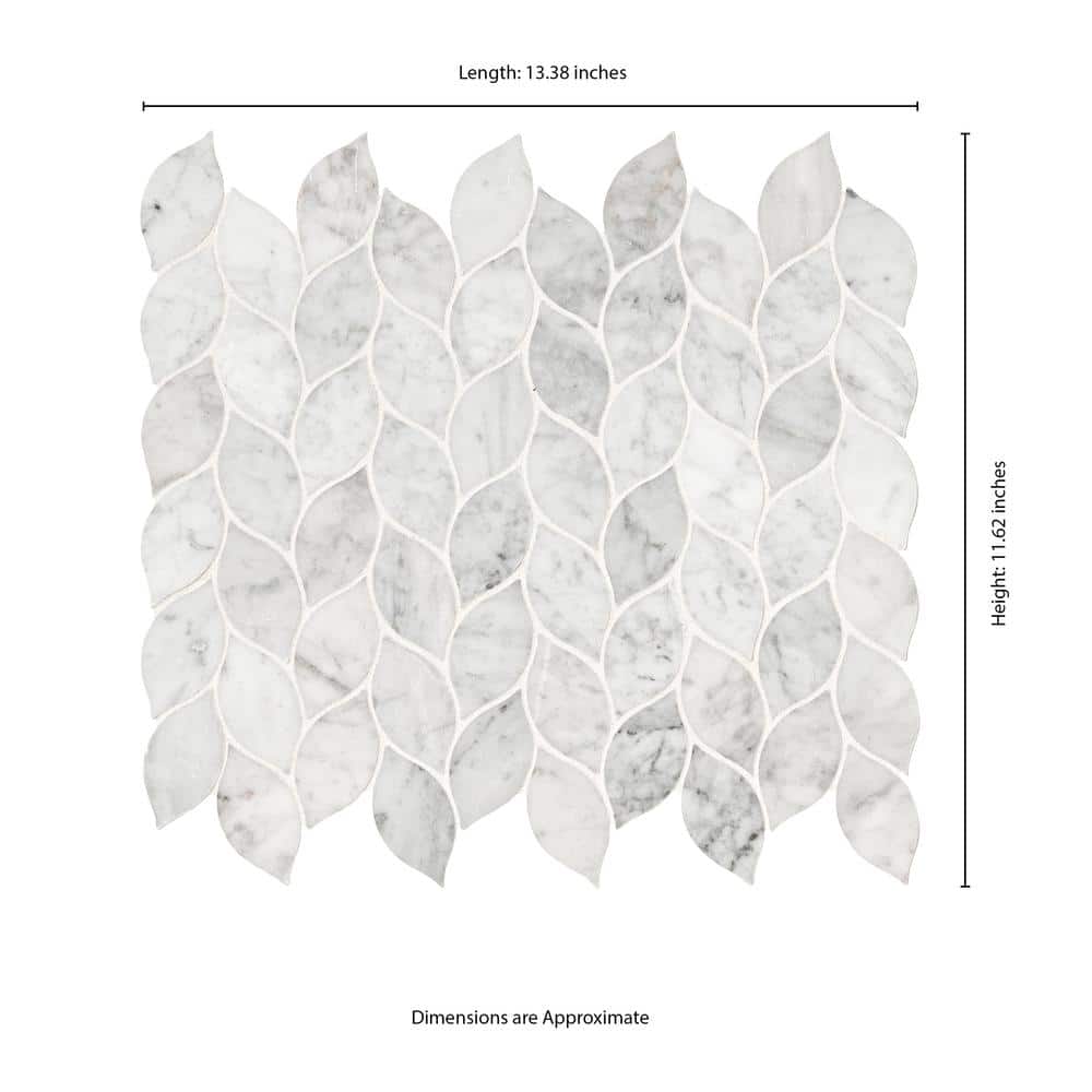 MSI Carrara White Blanco 12 in. x 13 in. Honed Marble Floor and Wall Tile (10.8 sq. ft./Case) - Image 6