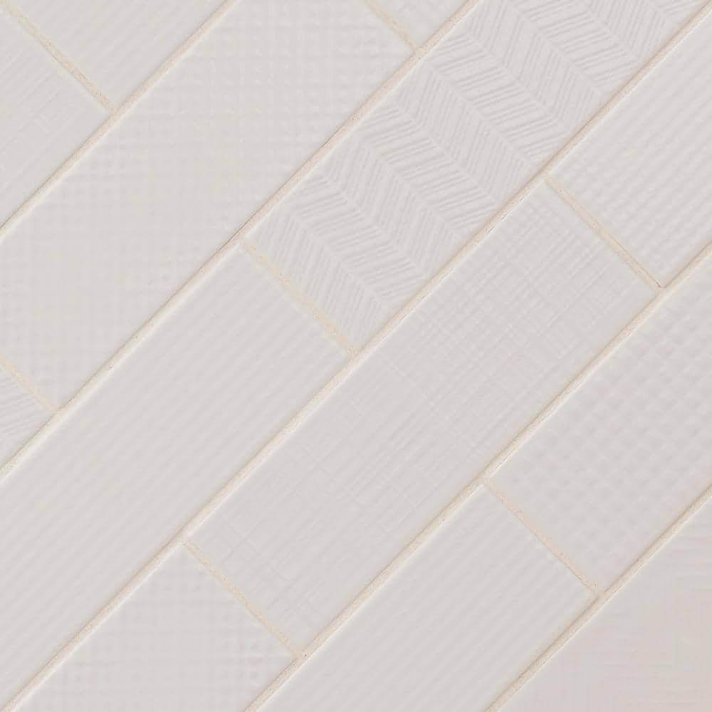 MSI Citylights Pure 3D Mix 12 in. x 4 in. Glossy Ceramic White Textured Subway Tile (9.9 sq. ft. / case) - Image 5