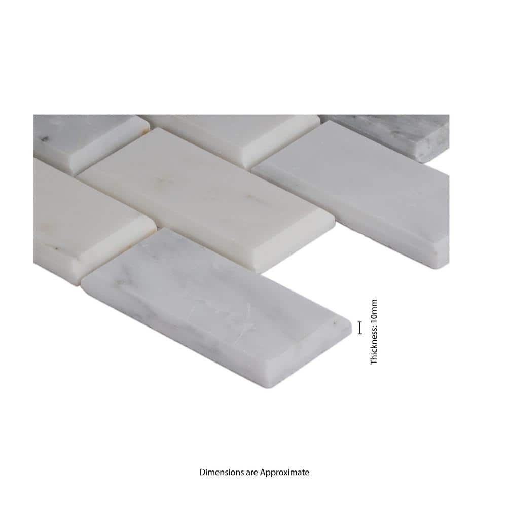 MSI Greecian White Beveled 12 in. x 12 in. x 10 mm Polished Marble Mesh-Mounted Mosaic Tile (1 sq. ft.) - Image 7