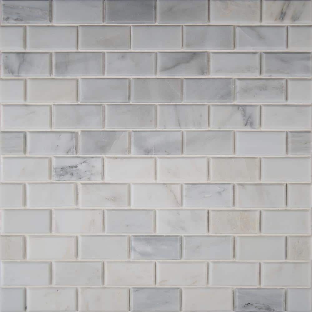 MSI Greecian White Beveled 12 in. x 12 in. x 10 mm Polished Marble Mesh-Mounted Mosaic Tile (1 sq. ft.) - Image 8