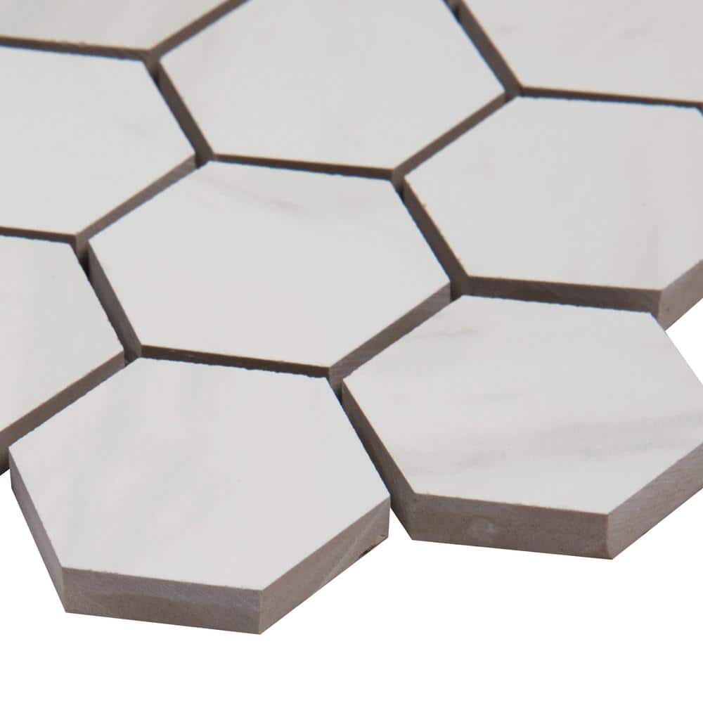 MSI Kolasus White Hexagon 12 in. x 12 in. x 10mm Matte Porcelain Mesh-Mounted Mosaic Tile (8 sq. ft. / Case) - Image 5