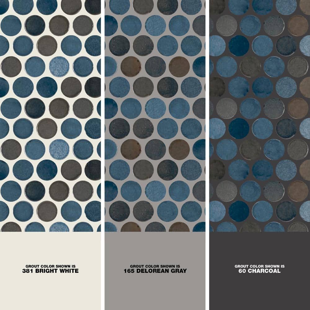 MSI Penny Round Azul 11.3 in. x 12.2 in. x 6mm Glossy Porcelain Mesh-Mounted Mosaic Tile (14.4 sq. ft. / Case) - Image 3