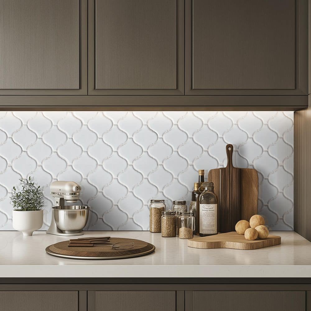 MSI Retro Bianco Arabesque 10.63 in. x 8.84 in. x 6mm Matte Porcelain Mesh-Mounted Mosaic Tile (10.95 sq. ft. / case) - Image 2