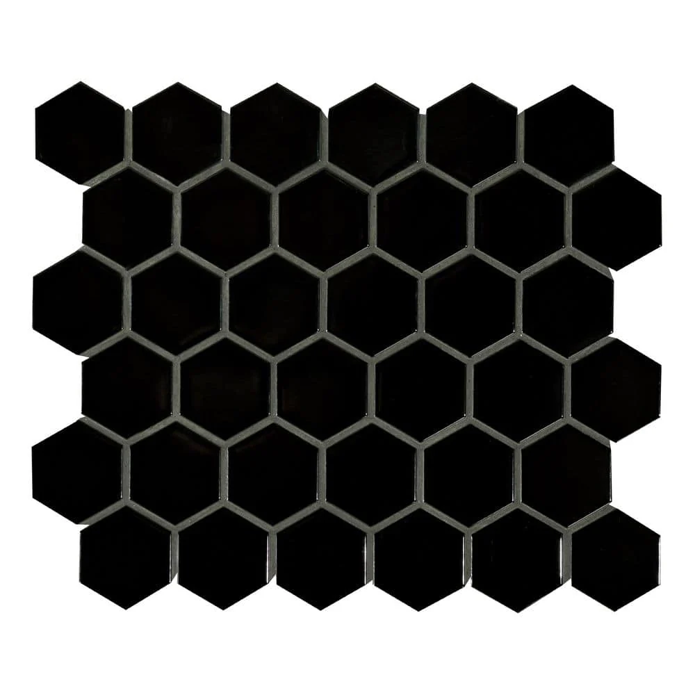 MSI Retro Black Hexagon 11.63 in. x 12.75 in. Matte Porcelain Floor and Wall Tile (14.4 sq. ft./Case)