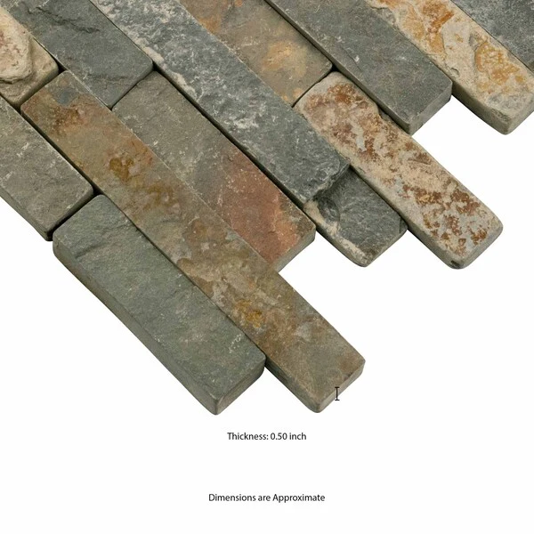 MSI Rustique Interlocking 8 in. x 18 in. x 10mm Slate Mesh-Mounted Mosaic Wall Tile (10 sq. ft. / Case) - Image 4