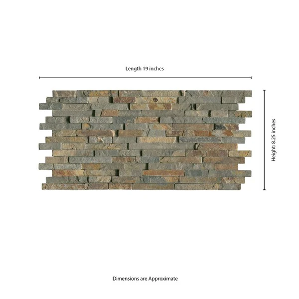 MSI Rustique Interlocking 8 in. x 18 in. x 10mm Slate Mesh-Mounted Mosaic Wall Tile (10 sq. ft. / Case) - Image 6