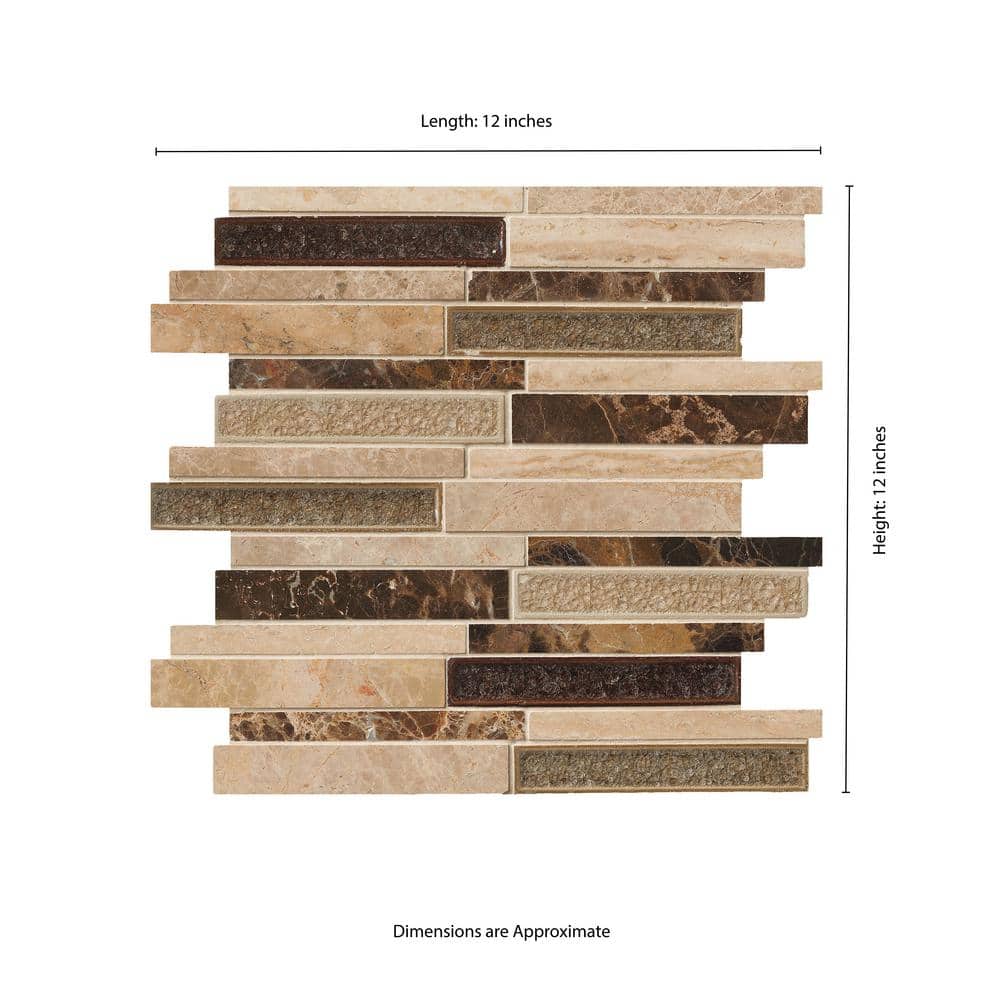 MSI Stonegate Interlocking 12 in. x 12 in. x 8 mm Glossy Glass/Stone Blend Mesh-Mounted Mosaic Wall Tile (1 sq. ft.) - Image 5