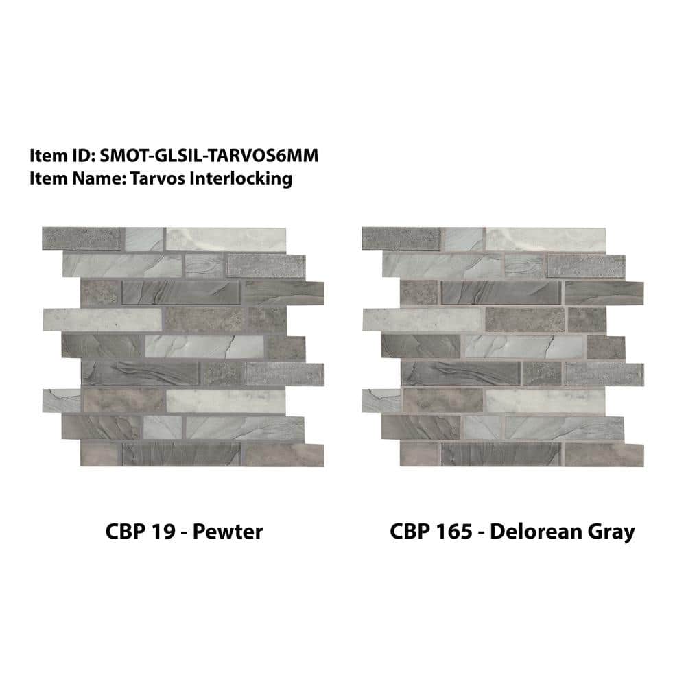 MSI Tarvos Interlocking 11.81 in. x 13.5 in. x 6 mm Glass Mesh-Mounted Mosaic Wall Tile (14.55 sq. ft. / case) - Image 8