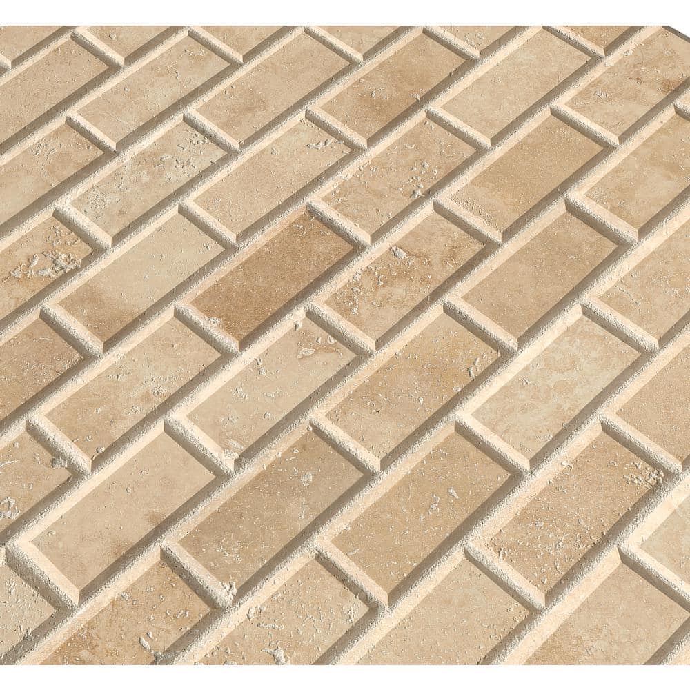 MSI Tuscany Ivory 12 in. x 12 in. x 10mm Honed Beveled Travertine Mesh-Mounted Mosaic Tile (10 sq. ft. / Case) - Image 6
