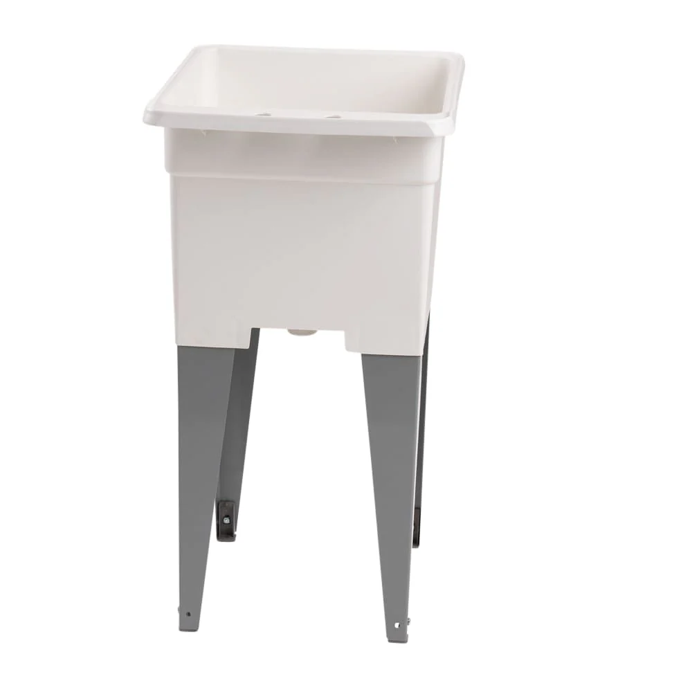 Mustee Freestanding Utility Tub with Drain, 18x24 Inch, White/Gray - Image 8