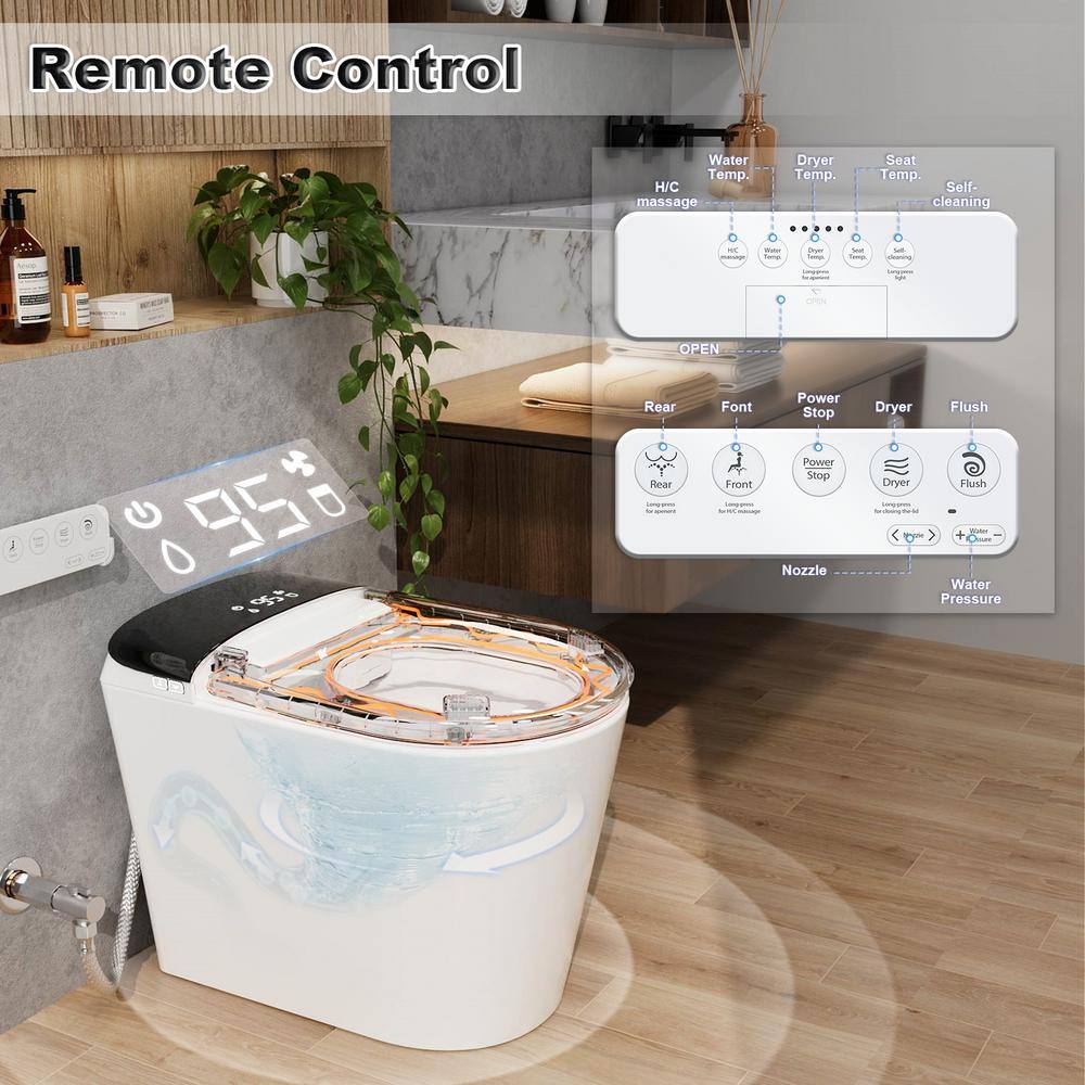 MYCASS Smart Toilet Bidet 1.32 GPF with Warm Air Dryer & Auto Flush - Image 7