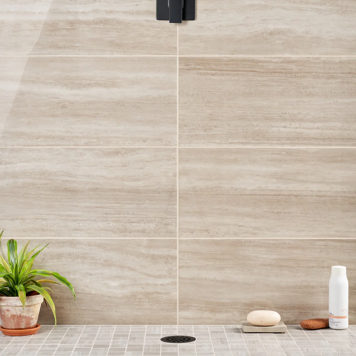 Nashville Taupe Beige 12x24 Polished Porcelain Tile - Travertine Look