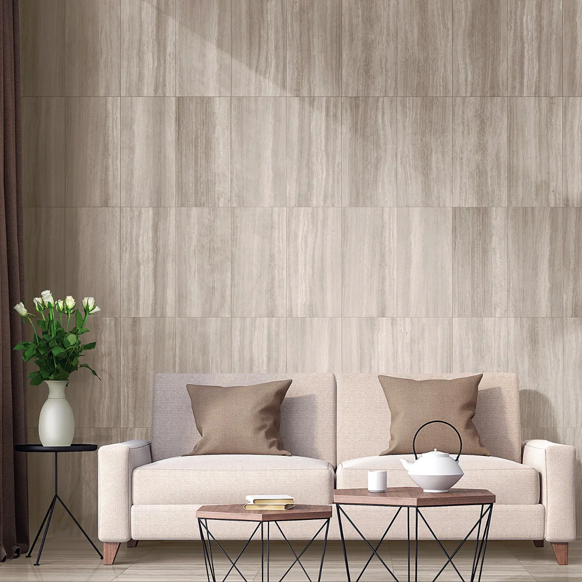 Nashville Taupe Beige 12x24 Travertine Look Matte Porcelain Tile - Image 4