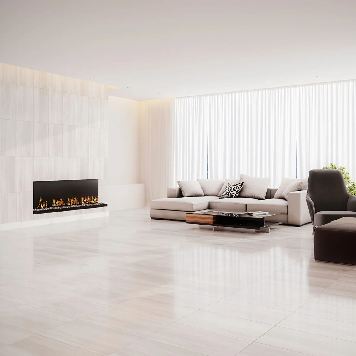 Nashville White 12x24 Polished Porcelain Tile - Travertine Look - Image 2