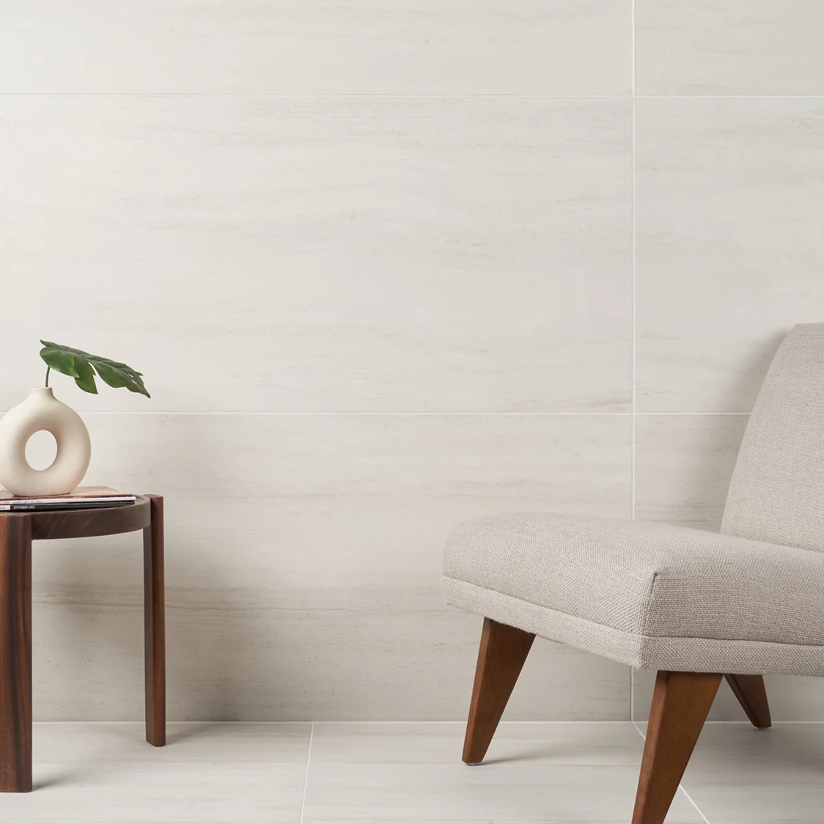 Nashville White 24x48 Matte Porcelain Tile - Travertine Look