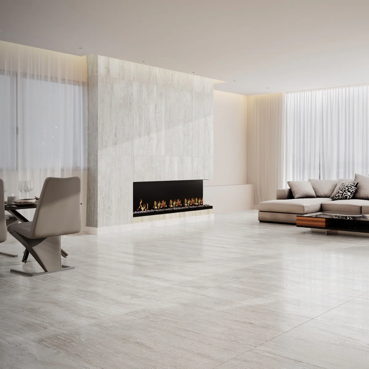 Nashville White 24x48 Matte Porcelain Tile - Travertine Look - Image 2