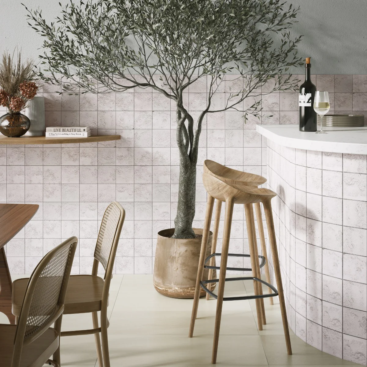 Navari White 5x5 Textured Matte Ceramic Tile - Tilebar - Image 5