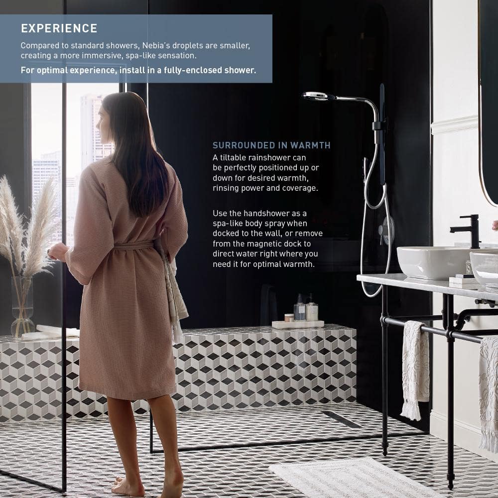 Nebia by Moen 1-Spray 8 in. Dual Shower Head and Handheld with Magnetic Dock, Spot Resist Brushed Nickel - Image 3