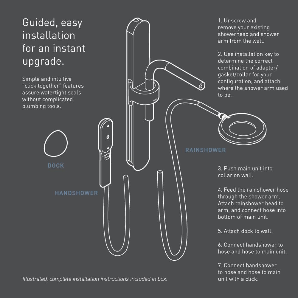 Nebia by Moen 1-Spray 8 in. Dual Shower Head and Handheld with Magnetic Dock, Spot Resist Brushed Nickel - Image 6
