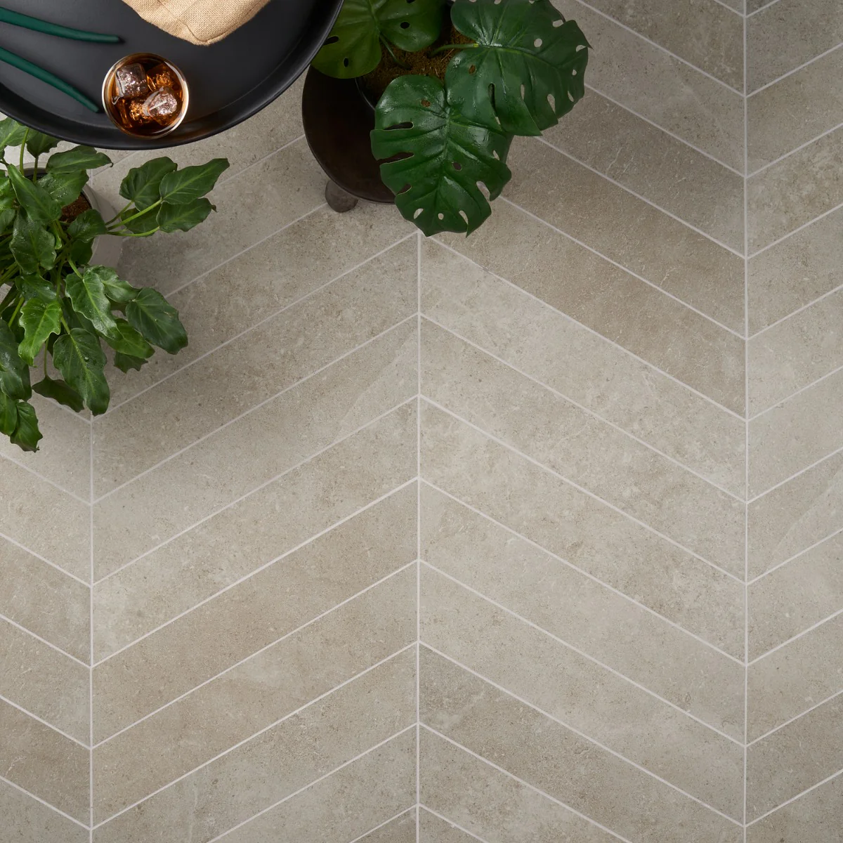 New Rock Tortora Beige 4x21 Chevron Matte Porcelain Tile - Lux Tile - Image 4
