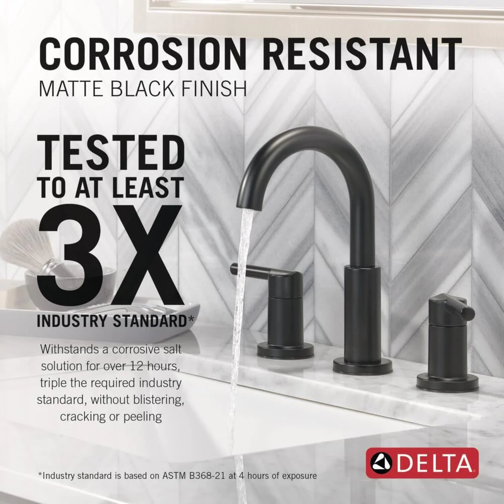 Nicoli J-Spout 8 in. Widespread 2-Handle Bathroom Faucet in Matte Black - Image 3