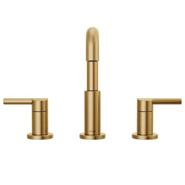 Nicoli J-Spout 8 in. Widespread Double-Handle Bathroom Faucet in Matte Black/Champagne Bronze - Image 3