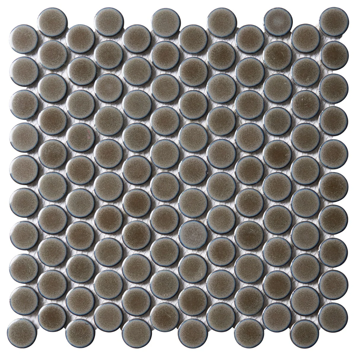 Nirvana Dark Gray Rimmed 1" Circle Polished Porcelain Mosaic Tile - Lux Tile - Image 6