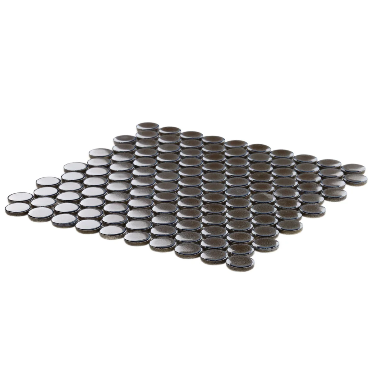 Nirvana Dark Gray Rimmed 1" Circle Polished Porcelain Mosaic Tile - Lux Tile - Image 7